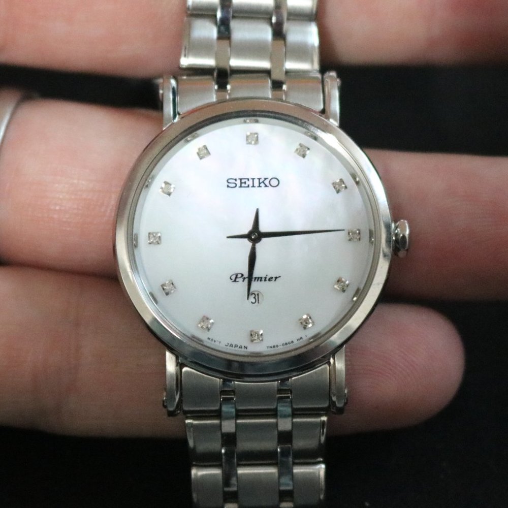 Seiko Premier Quartz Diamond Accent MOP SXB433